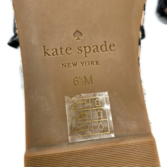 Kate Spade Zahara Black Ruffled Leather Open-Toe Slide-On Flat Espadille Sandals - Picture 8 of 10